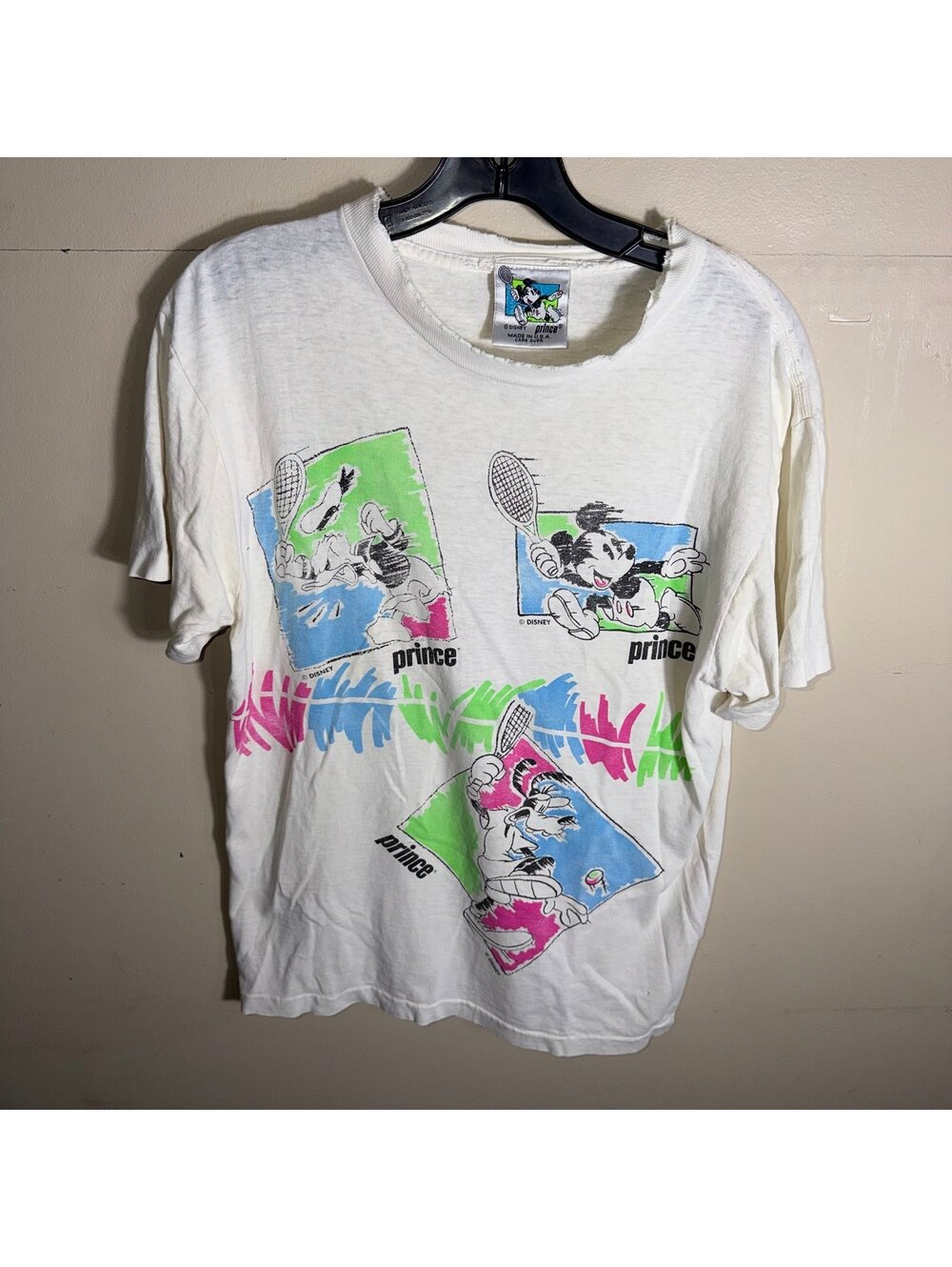 Disney Mickey Prince Tennis Shirt Mens MD Vtg y2k 90s Rare